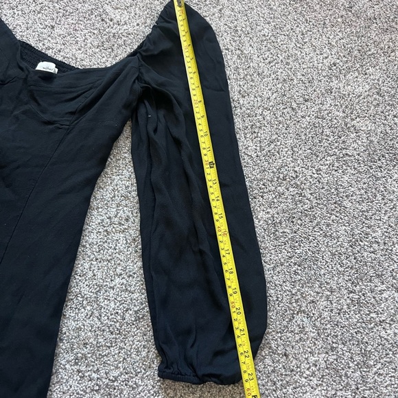 Aritzia Wilfred Novella Dress Black Mini Lined Full Sleeve Side Slit Size US 8 - Picture 9 of 12